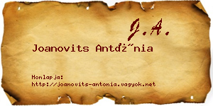 Joanovits Antónia névjegykártya